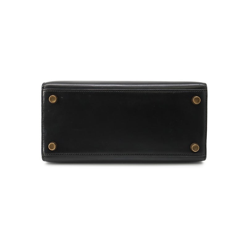 エルメス ハンドバッグ ミニケリー 外縫い ブラック/ゴールド金具 ボックスカーフ 〇U刻印 HERMES Kelly 2wayバッグ 黒
