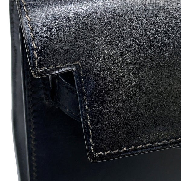 エルメス ハンドバッグ ミニケリー 外縫い ブラック/ゴールド金具 ボックスカーフ 〇U刻印 HERMES Kelly 2wayバッグ 黒