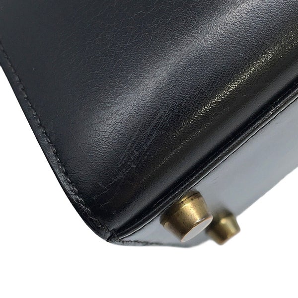 エルメス ハンドバッグ ミニケリー 外縫い ブラック/ゴールド金具 ボックスカーフ 〇U刻印 HERMES Kelly 2wayバッグ 黒