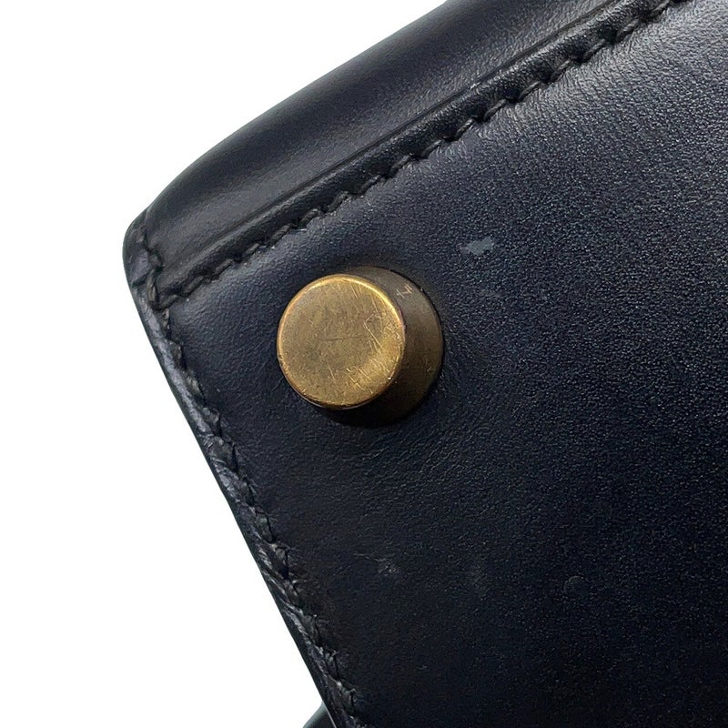 エルメス ハンドバッグ ミニケリー 外縫い ブラック/ゴールド金具 ボックスカーフ 〇U刻印 HERMES Kelly 2wayバッグ 黒
