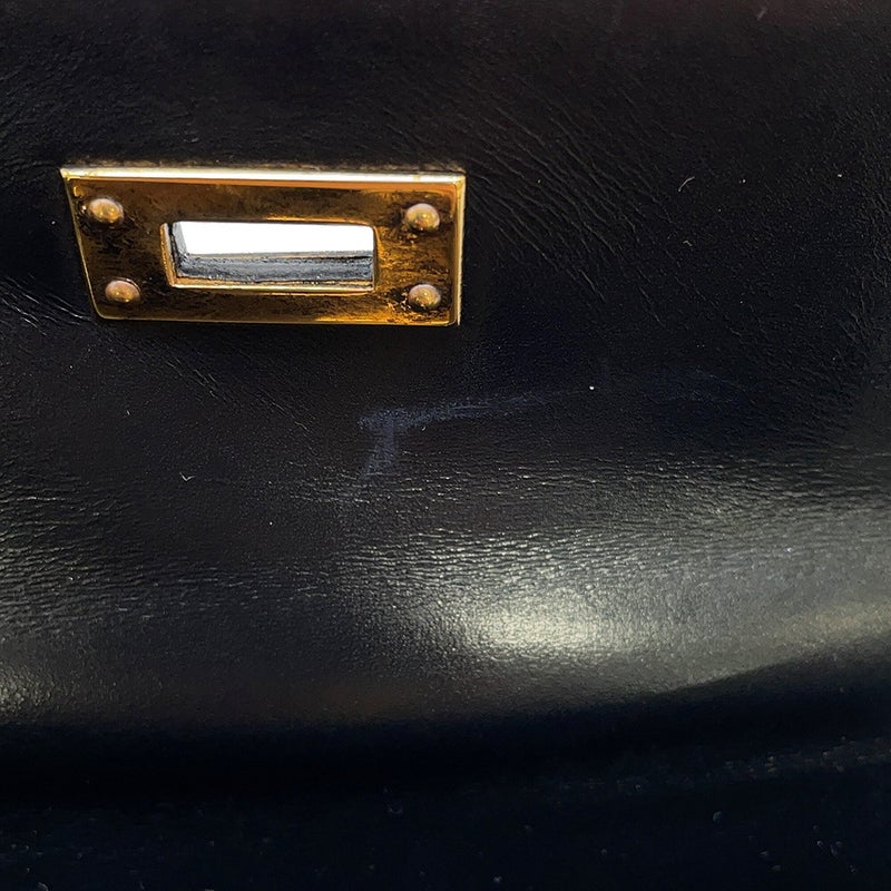 エルメス ハンドバッグ ミニケリー 外縫い ブラック/ゴールド金具 ボックスカーフ 〇U刻印 HERMES Kelly 2wayバッグ 黒