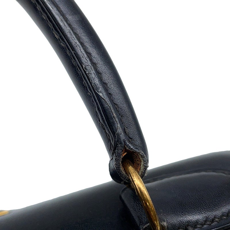 エルメス ハンドバッグ ミニケリー 外縫い ブラック/ゴールド金具 ボックスカーフ 〇U刻印 HERMES Kelly 2wayバッグ 黒
