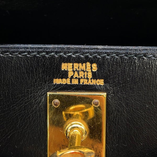エルメス ハンドバッグ ミニケリー 外縫い ブラック/ゴールド金具 ボックスカーフ 〇U刻印 HERMES Kelly 2wayバッグ 黒