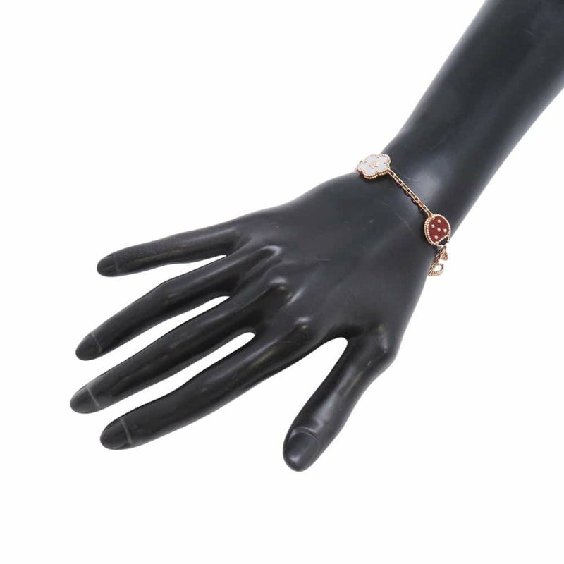 ヴァンクリーフ&アーペル ブレスレット ラッキースプリング 5モチーフ オニキス カーネリアン マザーオブパール K18PG VCARP7RR00