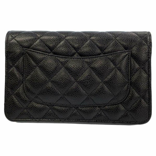 シャネル チェーンウォレット クラシック マトラッセ ココマーク キャビアスキン AP0250 財布 ブラック 黒