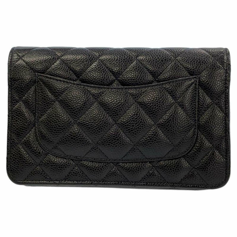 シャネル チェーンウォレット クラシック マトラッセ ココマーク キャビアスキン AP0250 財布 ブラック 黒