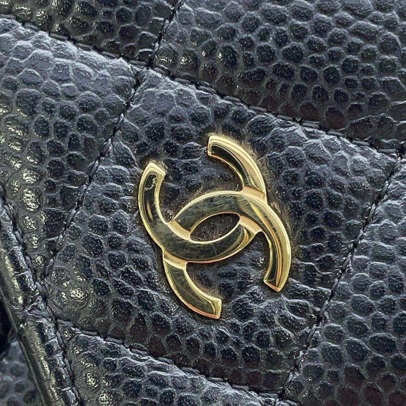 シャネル チェーンウォレット クラシック マトラッセ ココマーク キャビアスキン AP0250 財布 ブラック 黒