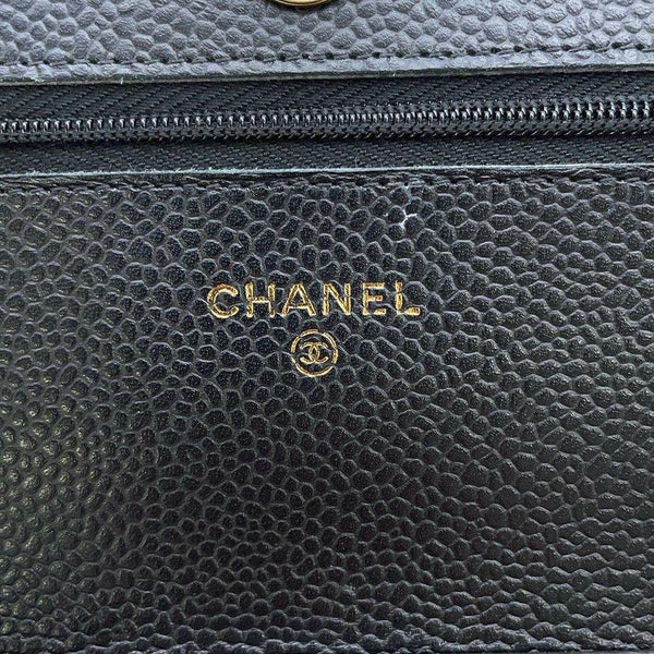 シャネル チェーンウォレット クラシック マトラッセ ココマーク キャビアスキン AP0250 財布 ブラック 黒