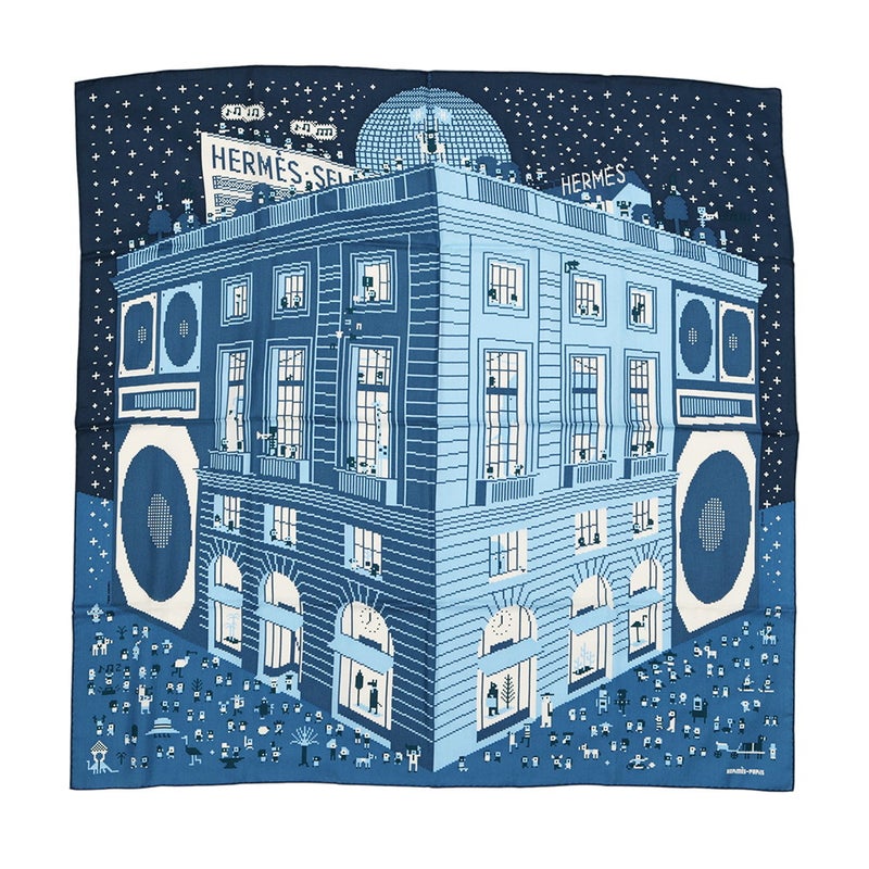 エルメス スカーフ カレ100 カレジェアン フォーブルパーティー Faubourg Party  HERMES カシミヤ シルク 2024年秋冬