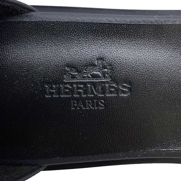 エルメス サンダル サントリーニ エプソン レディースサイズ38 HERMES 靴 黒