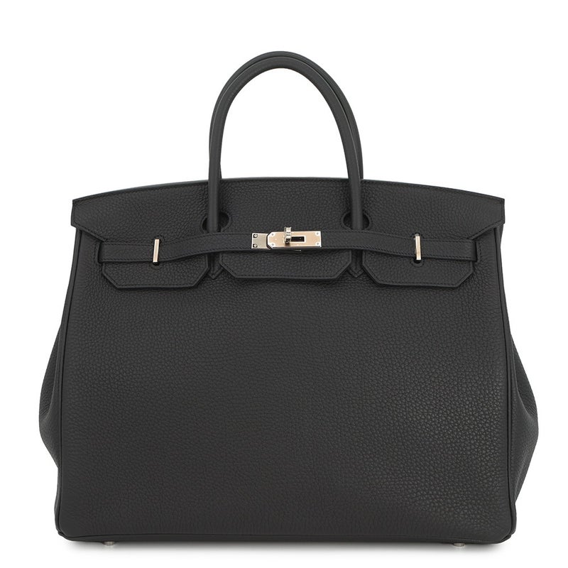 エルメス バーキン40 ブラック/シルバー金具 トゴ Z刻印 HERMES Birkin ハンドバッグ 黒