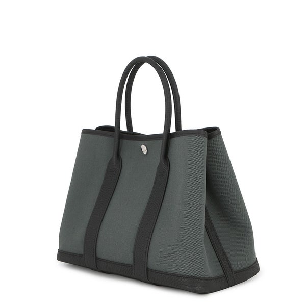 エルメス トートバッグ ガーデンパーティTPM ヴェールマングローブ/ブラック/シルバー金具 トワルアッシュ/ネゴンダ K刻印 HERMES 黒