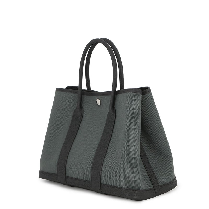 エルメス トートバッグ ガーデンパーティTPM ヴェールマングローブ/ブラック/シルバー金具 トワルアッシュ/ネゴンダ K刻印 HERMES 黒