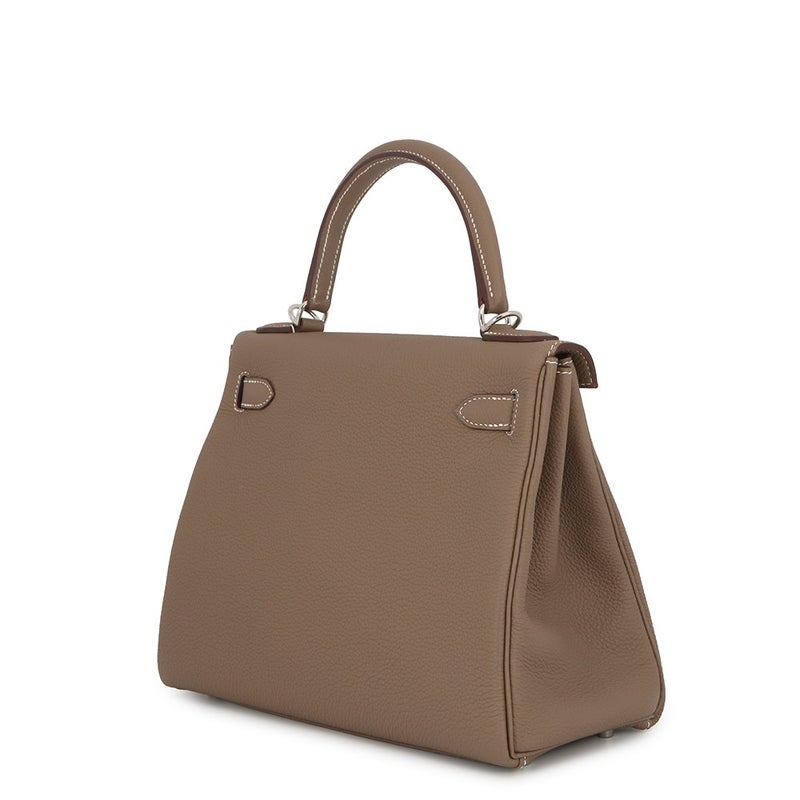 エルメス ハンドバッグ ケリー28 内縫い エトゥープ/シルバー金具 トゴ K刻印 HERMES Kelly 2wayバッグ