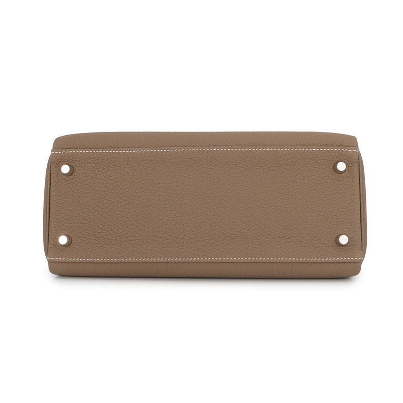 エルメス ハンドバッグ ケリー28 内縫い エトゥープ/シルバー金具 トゴ K刻印 HERMES Kelly 2wayバッグ