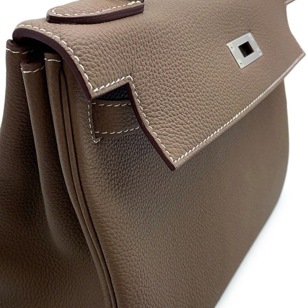 エルメス ハンドバッグ ケリー28 内縫い エトゥープ/シルバー金具 トゴ K刻印 HERMES Kelly 2wayバッグ