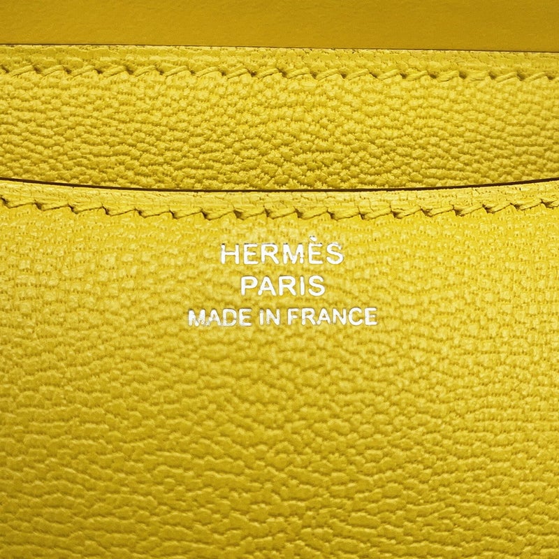 エルメス ショルダーバッグ ミニ コンスタンス3 ミロワール ジョーヌナプル/シルバー金具 シェブルミゾル K刻印 HERMES Constance