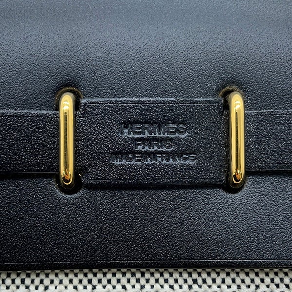 エルメス ショルダーバッグ エールバッグジップ ミニ エクリュ/ブラック/ゴールド金具 トワルアッシュ/ヴァッシュハンター K刻印 HERMES