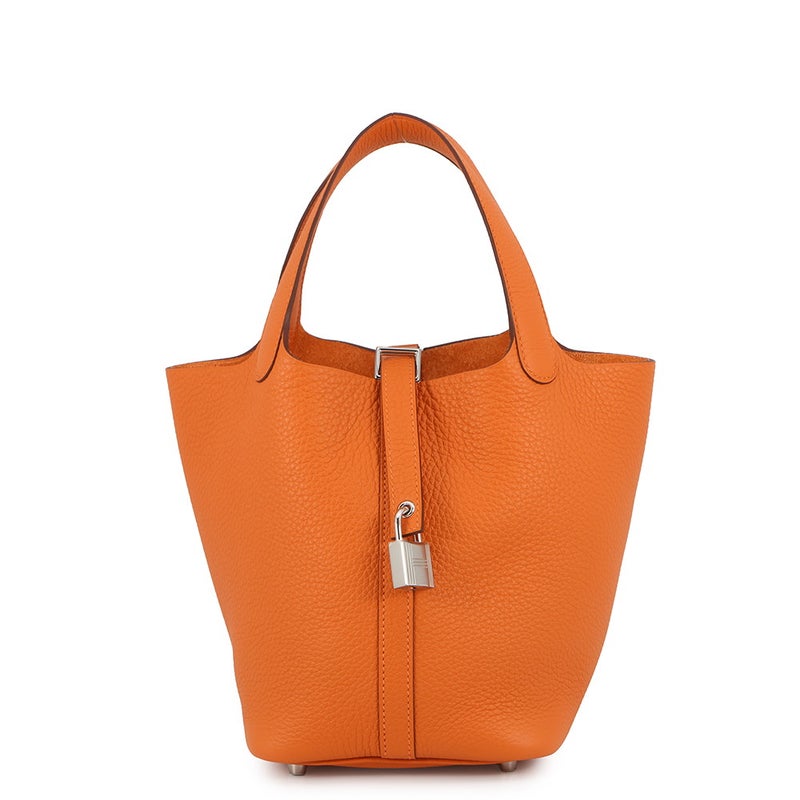 エルメス ハンドバッグ ピコタンロックPM オレンジ/シルバー金具 トリヨンクレマンス K刻印 HERMES トートバッグ