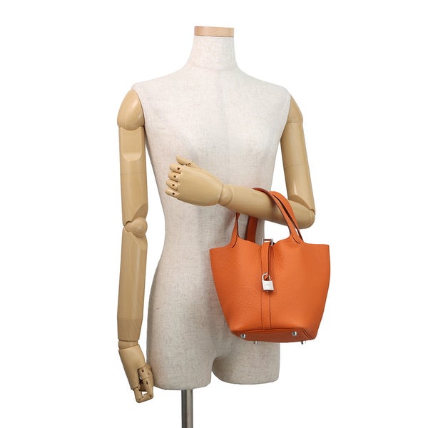 エルメス ハンドバッグ ピコタンロックPM オレンジ/シルバー金具 トリヨンクレマンス K刻印 HERMES トートバッグ