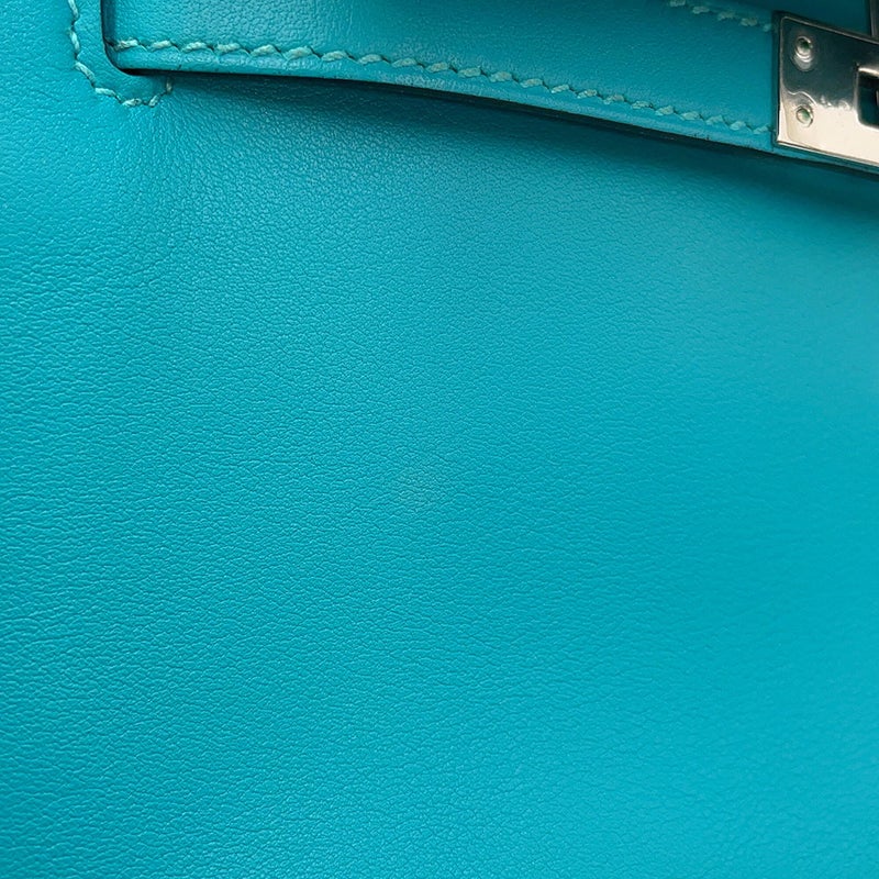 エルメス ハンドバッグ ポシェットケリー ブルーパオン/シルバー金具 スイフト □K刻印 HERMES バッグ