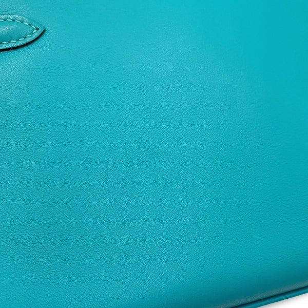 エルメス ハンドバッグ ポシェットケリー ブルーパオン/シルバー金具 スイフト □K刻印 HERMES バッグ