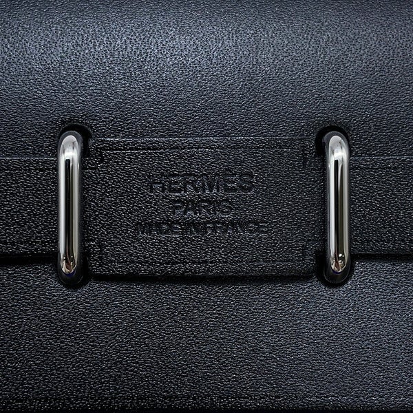 エルメス ショルダーバッグ エールバッグジップ ミニ パープル/ブラック/シルバー金具 トワルアッシュ/ヴァッシュハンター G刻印 HERMES 黒