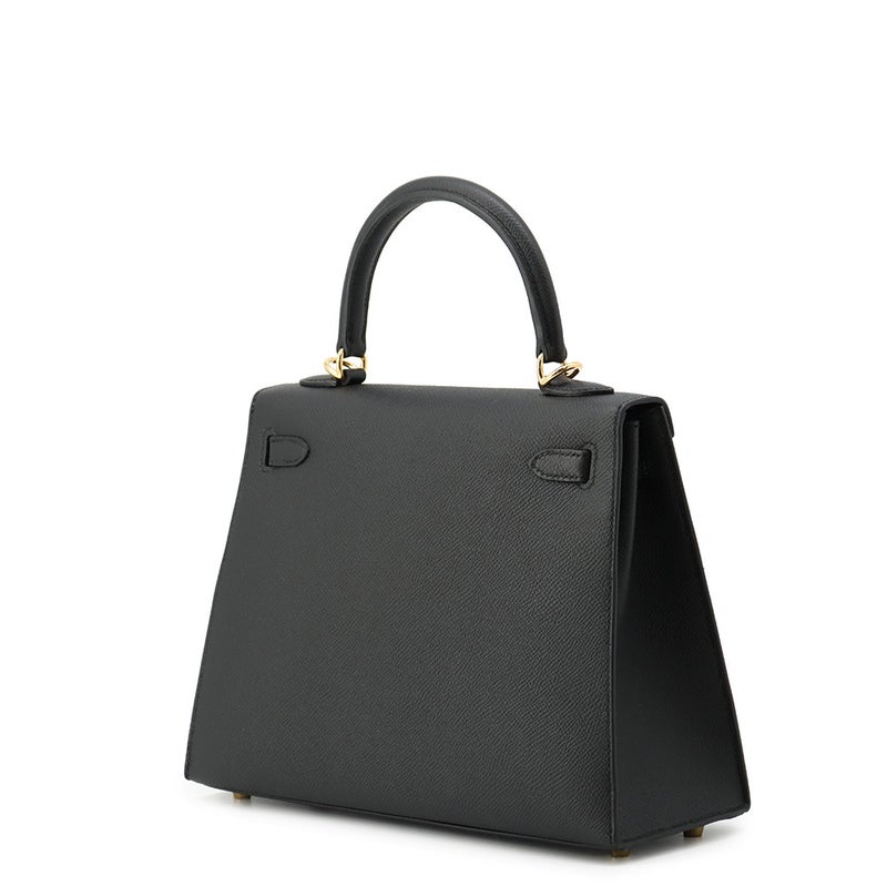 エルメス ハンドバッグ ケリー25 外縫い ブラック/ゴールド金具 ヴォーエプソン G刻印 HERMES Kelly 2wayバッグ 黒
