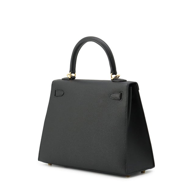 エルメス ハンドバッグ ケリー25 外縫い ブラック/ゴールド金具 ヴォーエプソン G刻印 HERMES Kelly 2wayバッグ 黒