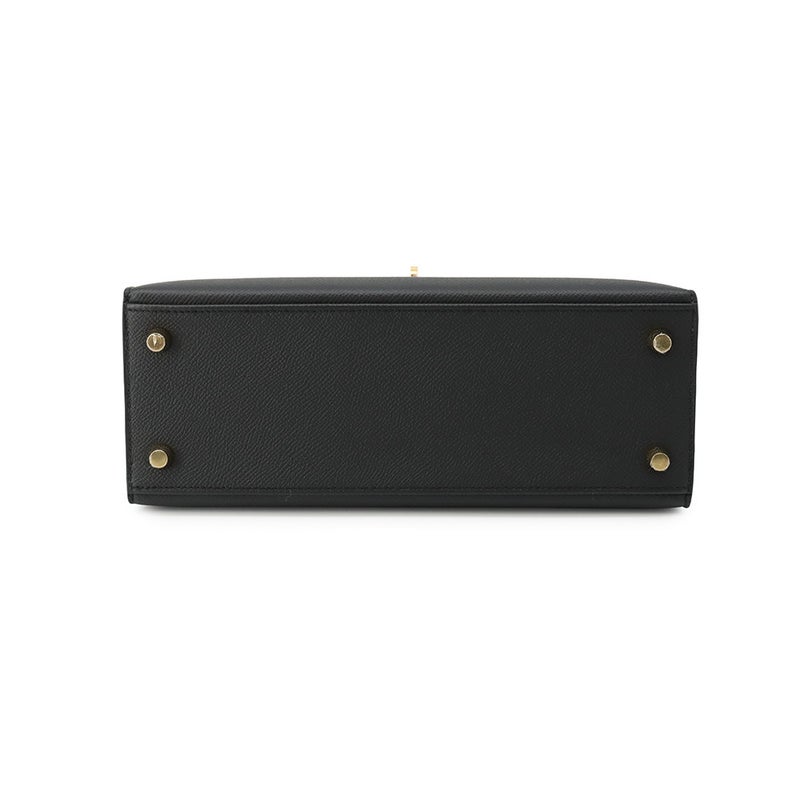 エルメス ハンドバッグ ケリー25 外縫い ブラック/ゴールド金具 ヴォーエプソン G刻印 HERMES Kelly 2wayバッグ 黒