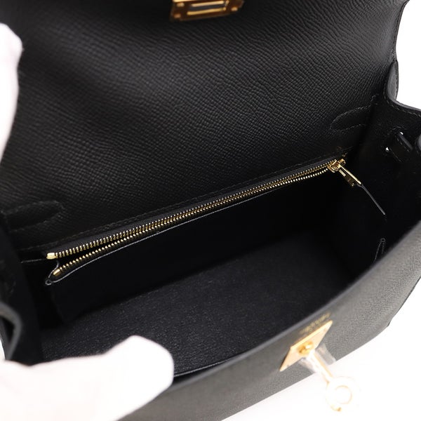 エルメス ハンドバッグ ケリー25 外縫い ブラック/ゴールド金具 ヴォーエプソン G刻印 HERMES Kelly 2wayバッグ 黒