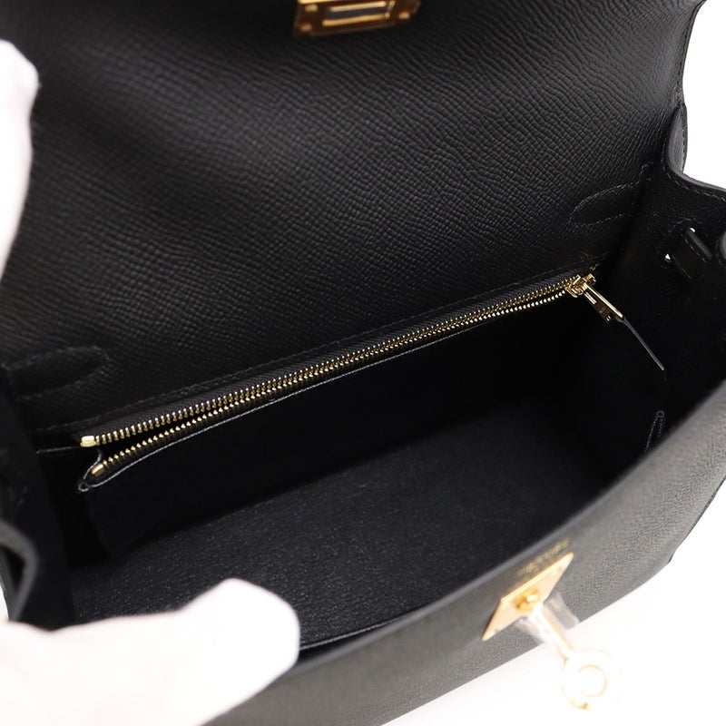 エルメス ハンドバッグ ケリー25 外縫い ブラック/ゴールド金具 ヴォーエプソン G刻印 HERMES Kelly 2wayバッグ 黒