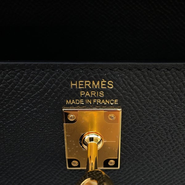 エルメス ハンドバッグ ケリー25 外縫い ブラック/ゴールド金具 ヴォーエプソン G刻印 HERMES Kelly 2wayバッグ 黒