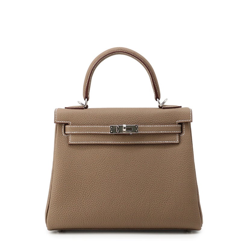 エルメス ハンドバッグ ケリー25 内縫い エトゥープ/シルバー金具 トゴ G刻印 HERMES Kelly 2wayバッグ