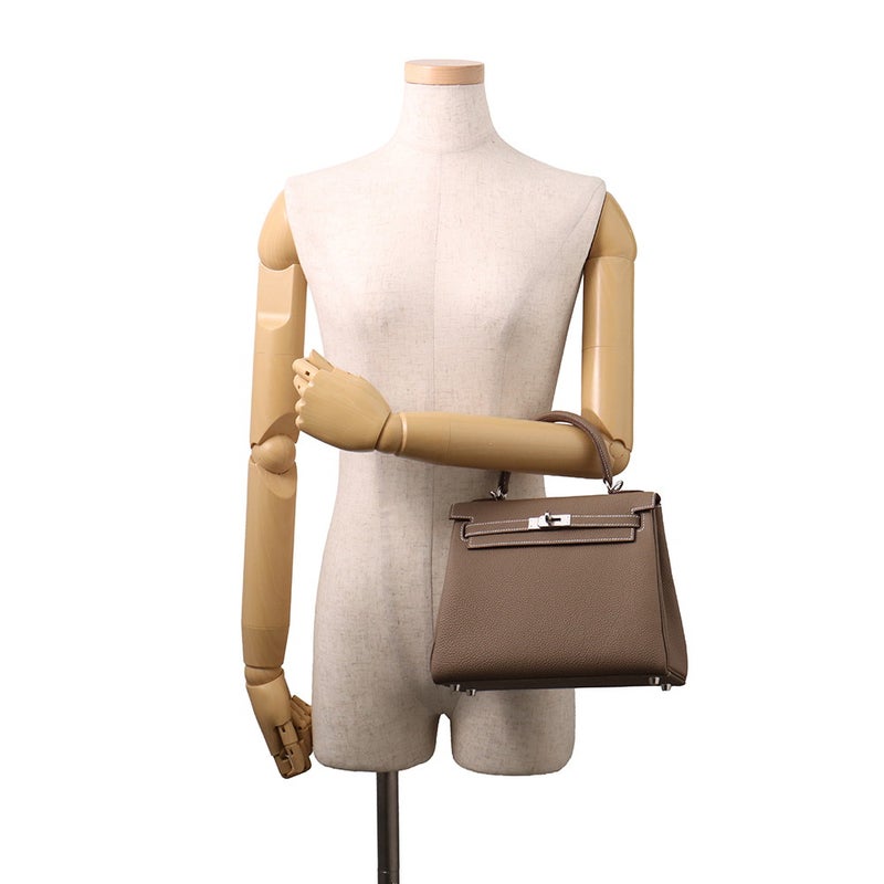 エルメス ハンドバッグ ケリー25 内縫い エトゥープ/シルバー金具 トゴ G刻印 HERMES Kelly 2wayバッグ