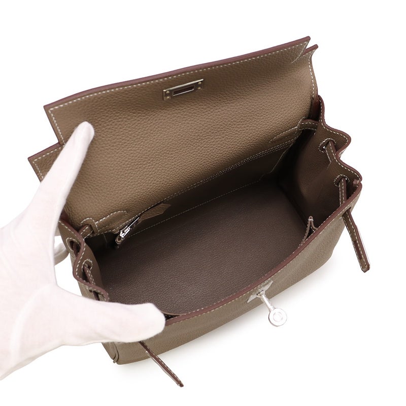 エルメス ハンドバッグ ケリー25 内縫い エトゥープ/シルバー金具 トゴ G刻印 HERMES Kelly 2wayバッグ