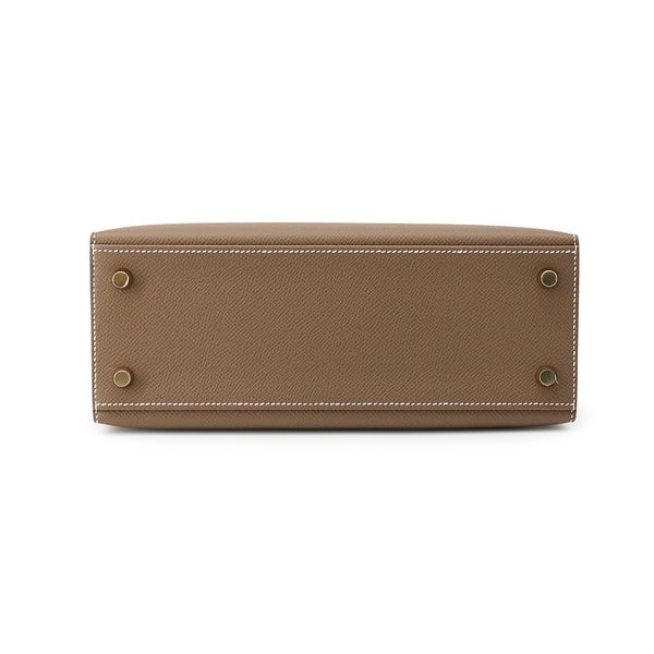 エルメス ハンドバッグ ケリー25 外縫い エトゥープ/ゴールド金具 エプソン G刻印 HERMES Kelly 2wayバッグ