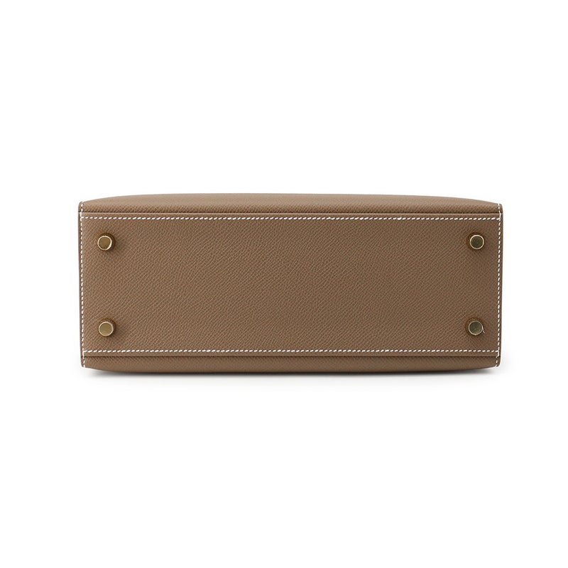 エルメス ハンドバッグ ケリー25 外縫い エトゥープ/ゴールド金具 エプソン G刻印 HERMES Kelly 2wayバッグ