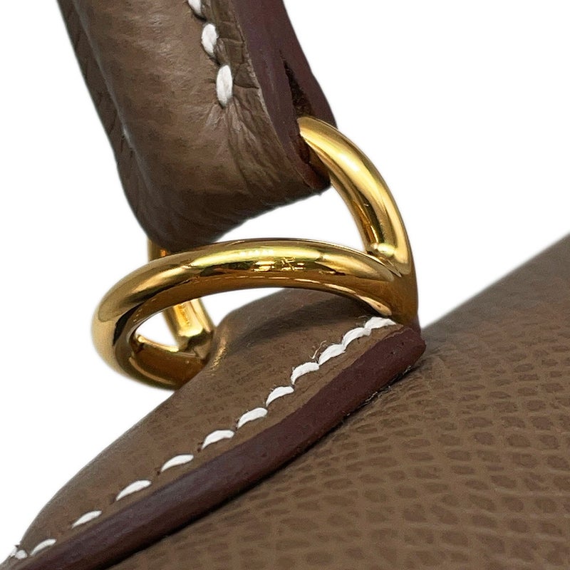 エルメス ハンドバッグ ケリー25 外縫い エトゥープ/ゴールド金具 エプソン G刻印 HERMES Kelly 2wayバッグ