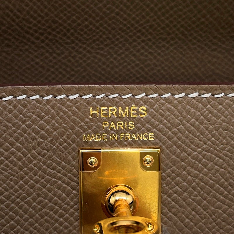 エルメス ハンドバッグ ケリー25 外縫い エトゥープ/ゴールド金具 エプソン G刻印 HERMES Kelly 2wayバッグ