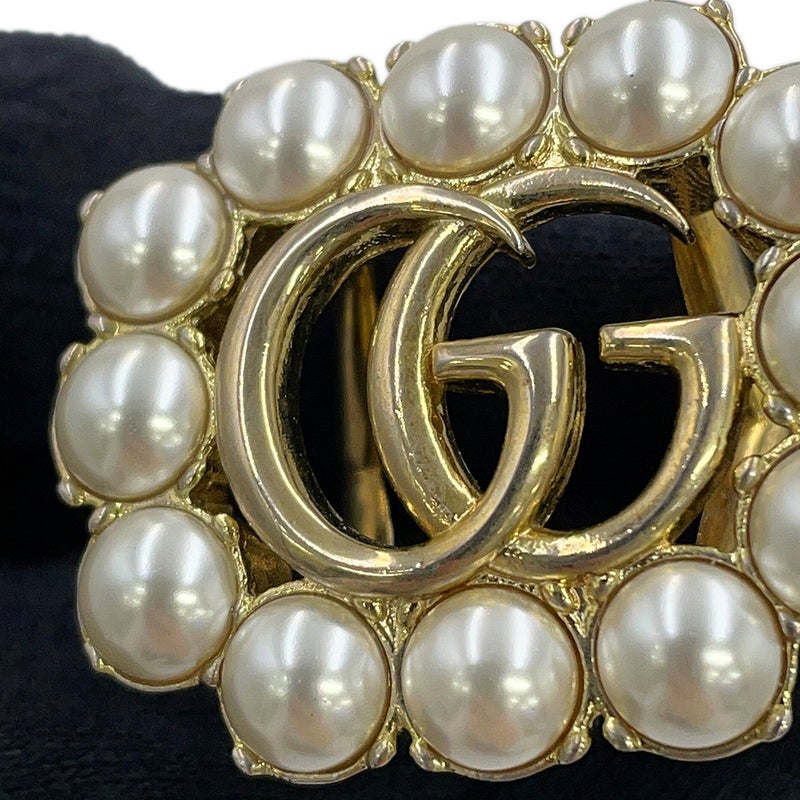 グッチ リング クリスタル ダブルGロゴ メタル フェイクパール サイズXS GUCCI アクセサリー 指輪