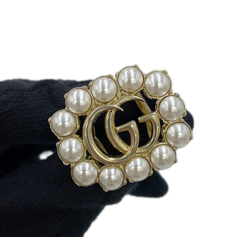 グッチ リング クリスタル ダブルGロゴ メタル フェイクパール サイズXS GUCCI アクセサリー 指輪