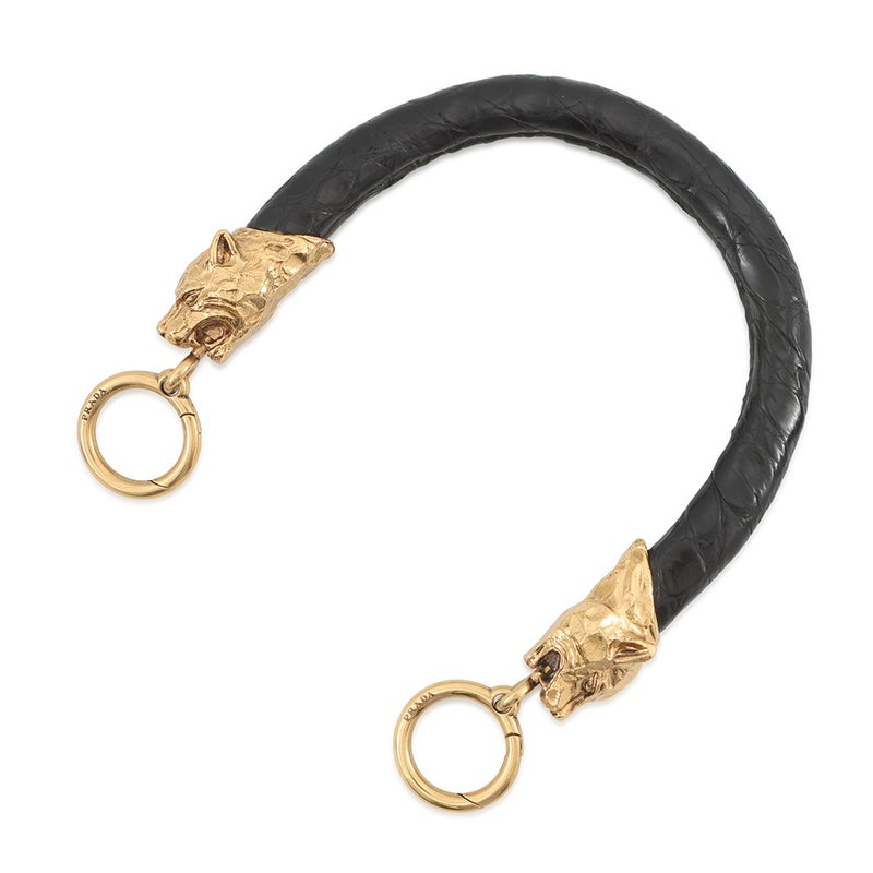 プラダ ハンドストラップ パンサー バッグハンドル クロコダイル 1TX002 PRADA 黒