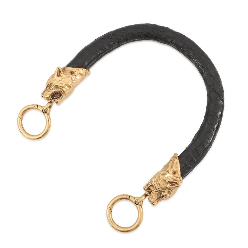 プラダ ハンドストラップ パンサー バッグハンドル クロコダイル 1TX002 PRADA 黒