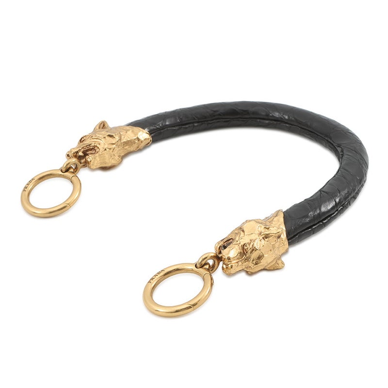 プラダ ハンドストラップ パンサー バッグハンドル クロコダイル 1TX002 PRADA 黒