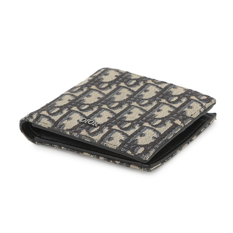 ディオール 二つ折り財布 オブリーク コインケース付き ウォレット キャンバス 2OBBC027YSE Christian Dior トロッター