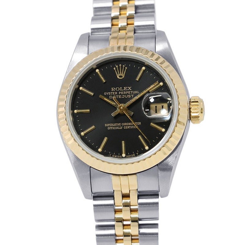 ロレックス デイトジャスト 94番 SS/K18YG 69173 ROLEX 腕時計 黒文字盤