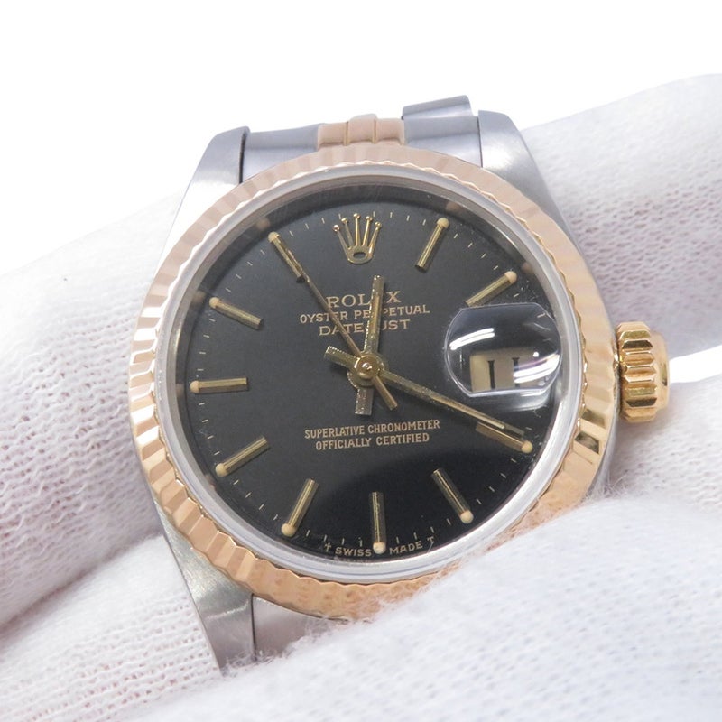 ロレックス デイトジャスト 94番 SS/K18YG 69173 ROLEX 腕時計 黒文字盤