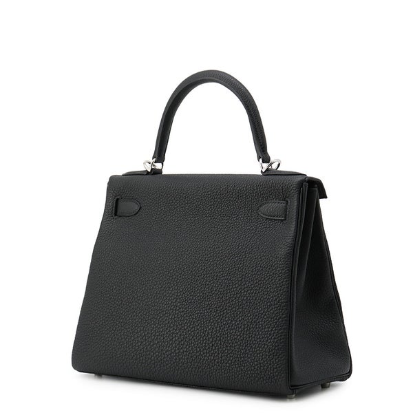 エルメス ハンドバッグ ケリー28 内縫い ブラック/シルバー金具 トゴ G刻印 HERMES Kelly 2wayバッグ 黒