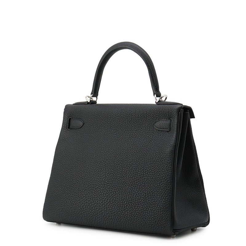 エルメス ハンドバッグ ケリー28 内縫い ブラック/シルバー金具 トゴ G刻印 HERMES Kelly 2wayバッグ 黒